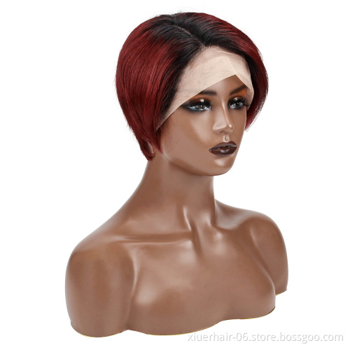 Wholesale Short Brazilian Pixie Cut Curly Wig,Cheap Perruque 13x4 Lace Frontal Pixie Wig,Hd Lace Human Hair Wig For Black Women